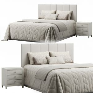 Striped Headboard Bed