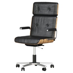 Black Leather Giroflex Swivel Office Chair By Mart