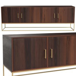 Lyle Low Cabinet In Solid Mango Wood With Doors