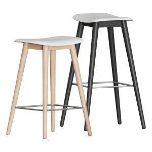 Fiber Bar Stool Wood Base By Muuto