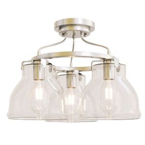 Bellis Wide Brushed Nickel Light Ceiling Lig