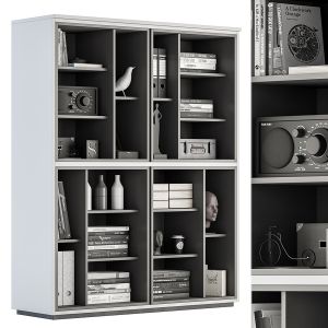 Display Cabinet Library Black And White - Set 08