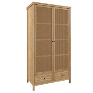 Gabin 2-door Solid Pine And Rattan Wardrobe