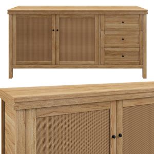 Sideboard Gabin Made Of Pine And Rattan