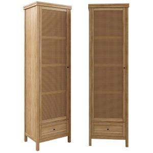 Gabin Wardrobe In Solid Pine And Rattan