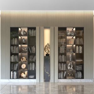 Cabinet With Books, Magazines And Decor