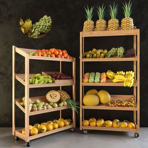 Big Set Of Fruits And Vegetables In The Market