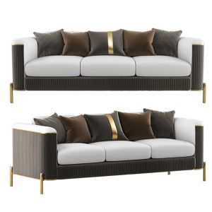 Modern Nappa Leather Upholstered Sofa