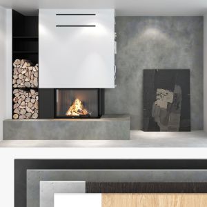 Decorative Wall With Fireplace Set 02