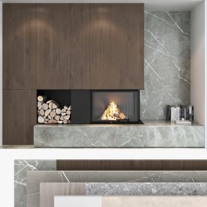 Decorative Wall With Fireplace Set 04