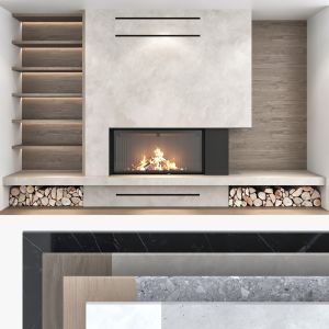 Decorative Wall With Fireplace Set 07