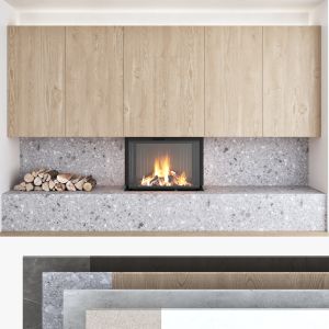 Decorative Wall With Fireplace Set 10