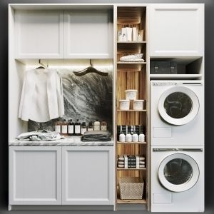 Wardrobe With Household Appliances. Laundry Room