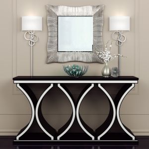 Branded Table With Decor And Sconces