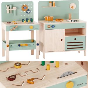 Trixie Wooden Work Bench & Kitchen Toy