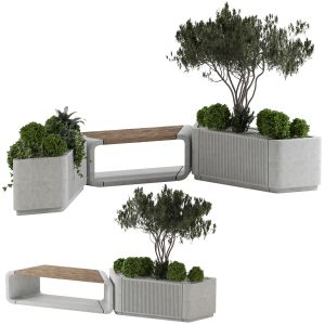 Concrete Flowerpot With Bench