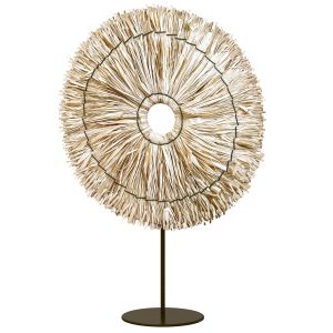 Natural Round Seagrass Leaves Sculpture Table Deco