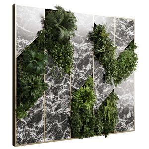 Vertical Wall Garden With Marble And Metal Frame