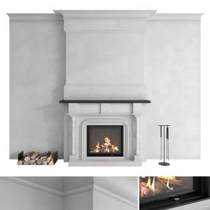 Decorative Wall with Fireplace Set 44