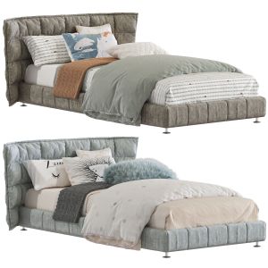 Set 256 Bed with upholstered headboard