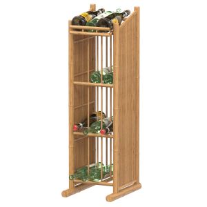 Wooden Rack With Wine Bottles Bamboo-shelf