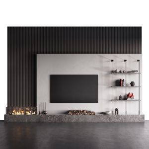 Decorated Tv Wall With Fireplace