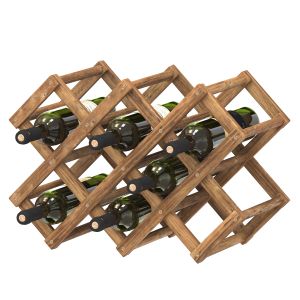 Ethnic Foldable Wooden Rack With Wine Bottles