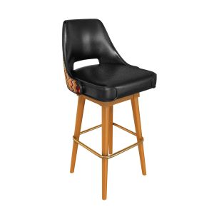 Custom Made Black Leather Barstool