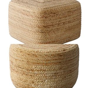 Braided Jute Poufs