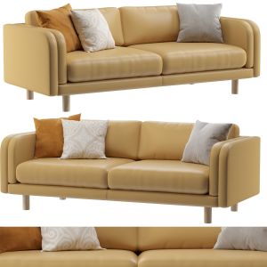 Pershing Leather Curved Arm 79 Sofa