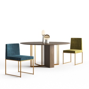 Meridiani - Plinto Round Table and Rider Chairs