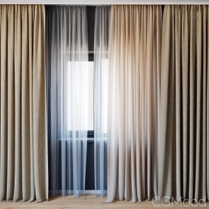 Curtains With Tulle Set 01