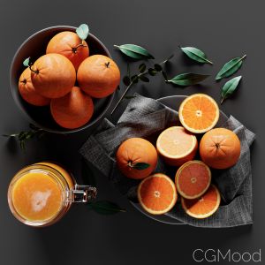 Table Setting With Oranges And Juice