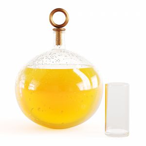 Decanter With Orange Juice With Water Drops