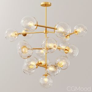 Staggered Glass Chandelier 19 Light - Gold