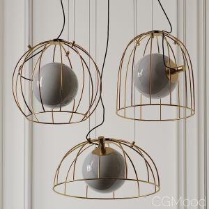 Mid Сentury Modern 1 Light Golden Cage Hanging Pen