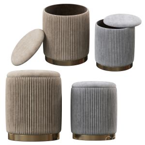 Channeled Grey Storage Ottomans - Set Of 2