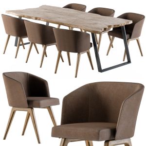 Dinning Creed Chair With Natural Wood Table