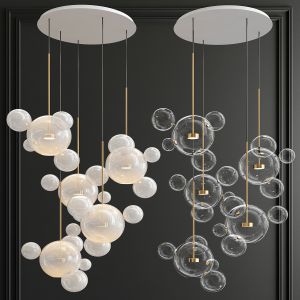 Milk & Clear Glass Giopato Bolle Chandelier