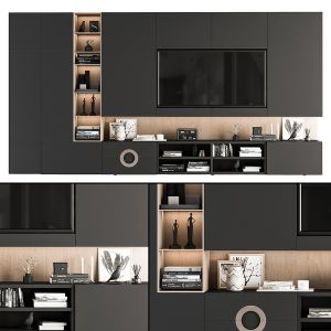 TV Wall Black And Wood - Set 12