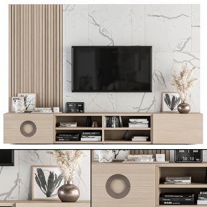 Tv Wall Marble And Wood - Set 11