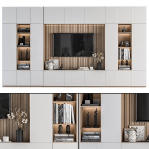 TV Wall White And Wood - Set 13