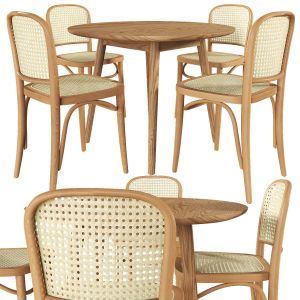 Dion Parquet Round Dining Table And Luca Dining Ch