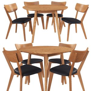 Dion Parquet Round Dining Table And Bjorn Dining