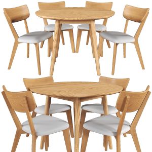 Dion Parquet Round Dining Table And Bjorn Dining