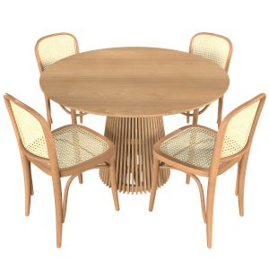 Darla Round Teak Wood Dining Table And Luca Beech