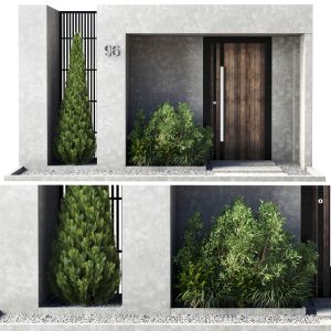 Door Outdoor Entrance And Fence And Graden 02