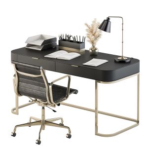 Classic Black And Gold Work Desk - Office Set 181