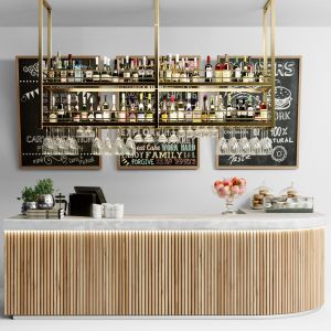 Bar Counter With Alcohol In A Restaurant