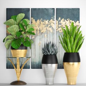 Luxury Plants, Painting, Gold Decor, Flowerpot